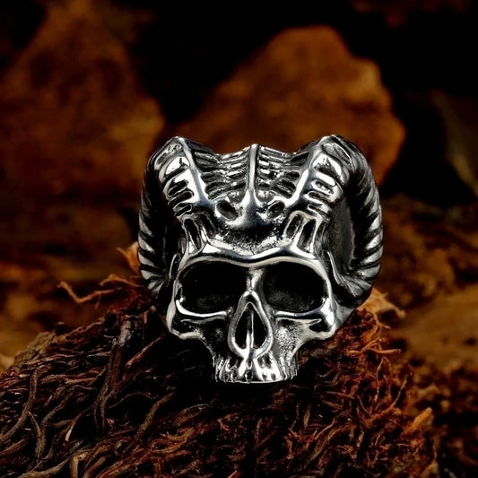 Retro Punk Skull Stainless Steel Polishing Halloween Men's Rings