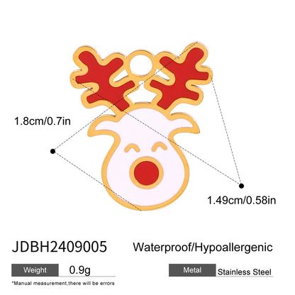 3 PCS/Package 304 Stainless Steel 18K Gold Plated Santa Claus Christmas Socks Snowman Pendant Jewelry Accessories