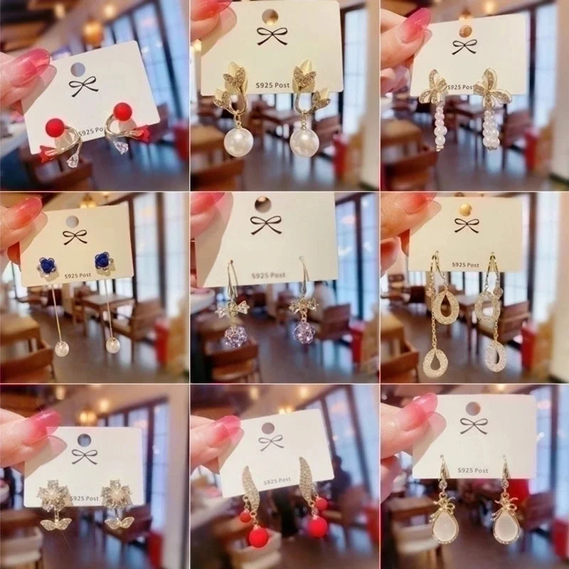 1 Pair Minimalist Geometric Plating Inlay Alloy Artificial Pearls Rhinestones Earrings