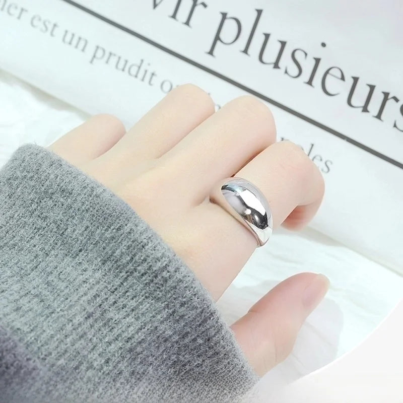 Minimalist Classic Style Solid Color Titanium Steel 18K Gold Plated Polishing Plating Rings