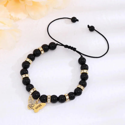 Basic Modern Style Classic Style Letter Butterfly 18K Gold Plated Alloy Stone Drawstring Bracelets