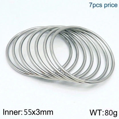 304 Stainless Steel 18K Gold Plated Minimalist Round Solid Color Bangle