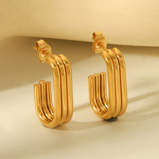IG Style Geometric Stainless Steel Electroplating Earrings