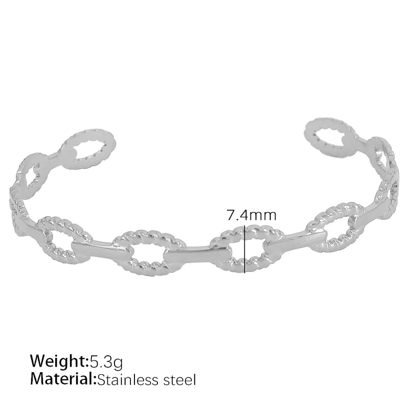 Titanium Steel 18K Gold Plated IG Style Cool Style Plating Circle Waves Bangle