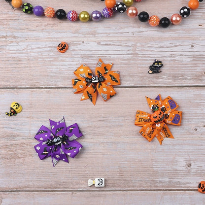 Halloween Funny Halloween Pattern Rib Ribbon Party Hairpin