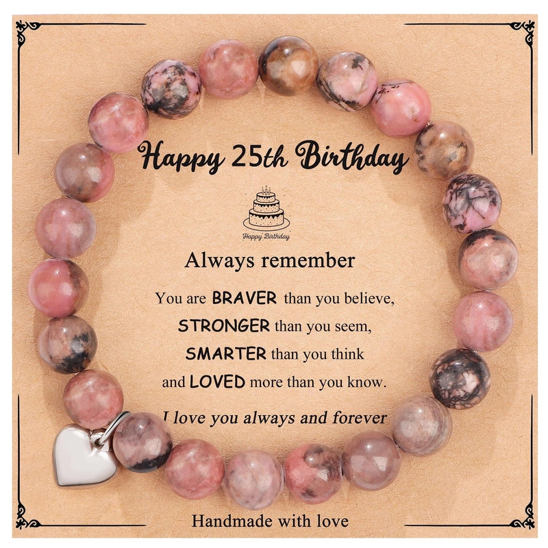 New Natural Stone Beaded Bracelet Birthday Christmas Gift Emperor Stone Powder Zebra Bracelet