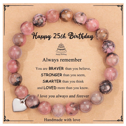 New Natural Stone Beaded Bracelet Birthday Christmas Gift Emperor Stone Powder Zebra Bracelet