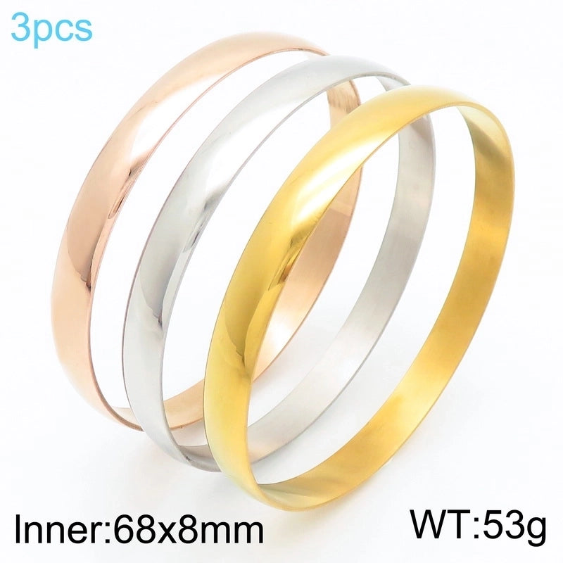 Minimalist Round Stainless Steel 18K Gold Plated Bangle In Bulk