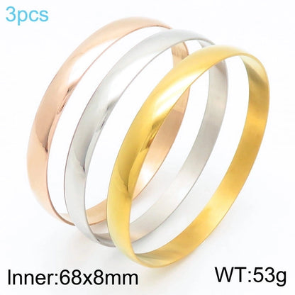Minimalist Round Stainless Steel 18K Gold Plated Bangle In Bulk