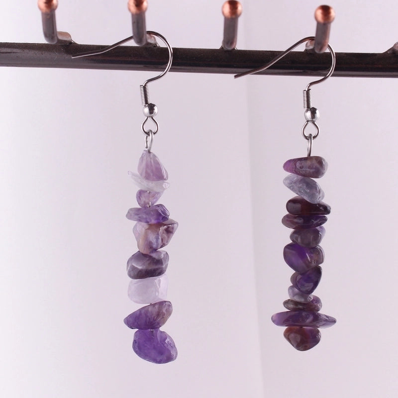 Fashion Irregular Natural Stone Handmade Drop Earrings 1 Pair