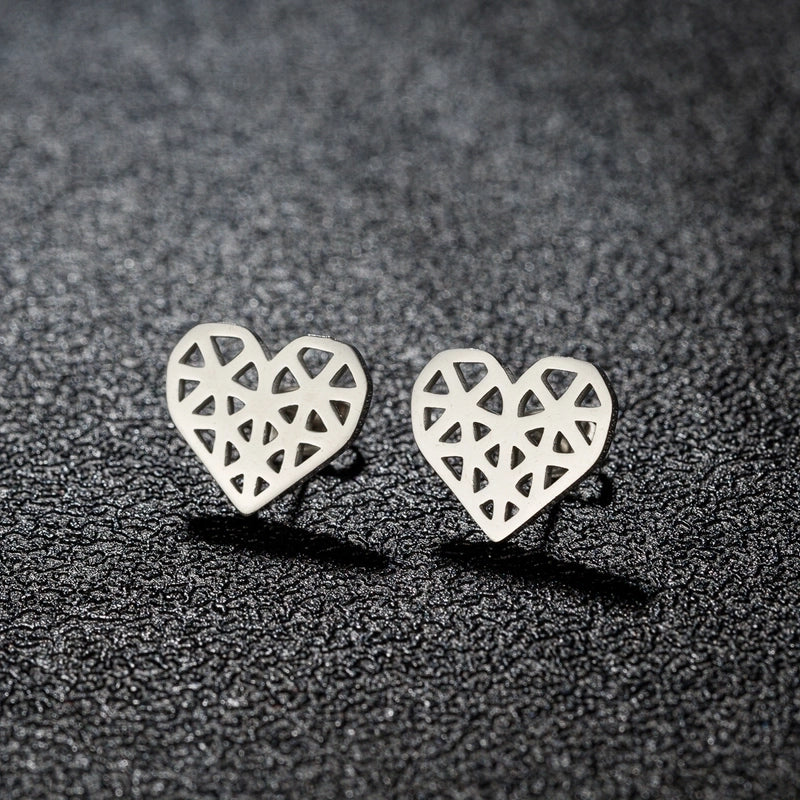 1 Pair Sweet Minimalist Artistic Heart Shape Butterfly Polishing 304 Stainless Steel 18K Gold Plated Ear Studs