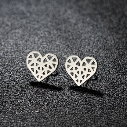 1 Pair Sweet Minimalist Artistic Heart Shape Butterfly Polishing 304 Stainless Steel 18K Gold Plated Ear Studs