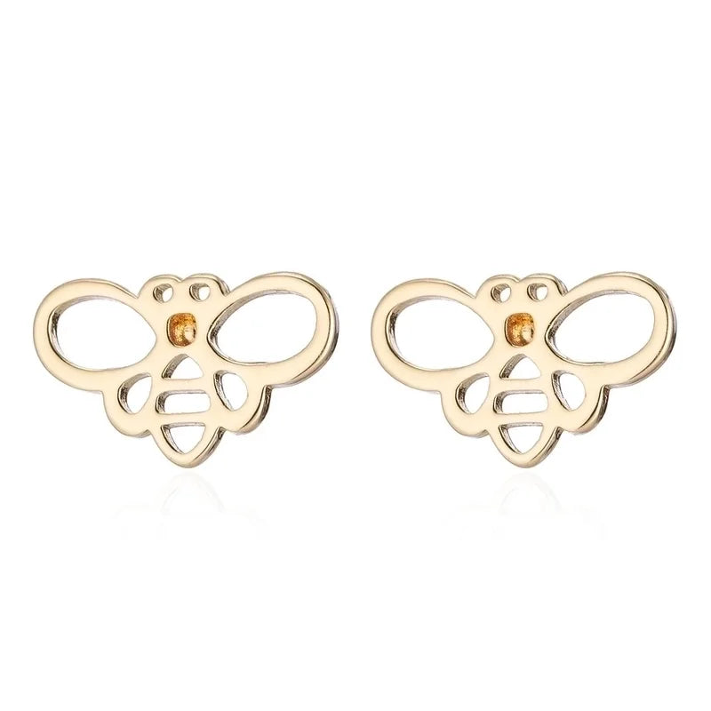 Minimalist Christmas Tree Heart Shape Elk Stainless Steel Plating Hollow Out Ear Studs 1 Pair