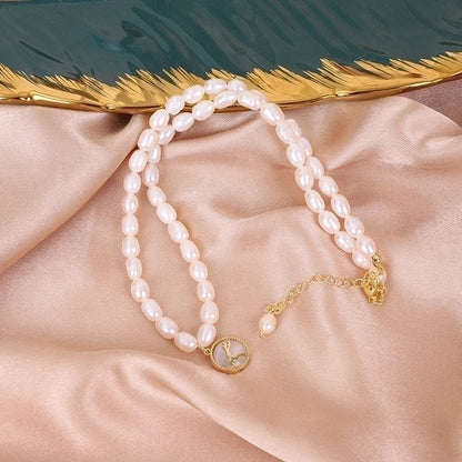 Alloy Freshwater Pearl Copper Fashion Solid Color Irregular Necklace