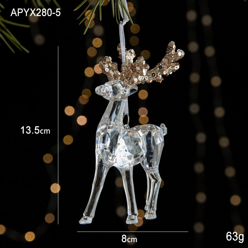 Christmas Ornaments Scene Decoration Supplies Christmas Tree Snowflakes Bells Small Hanging Decorations Crystal Transparent Hanging Ornaments