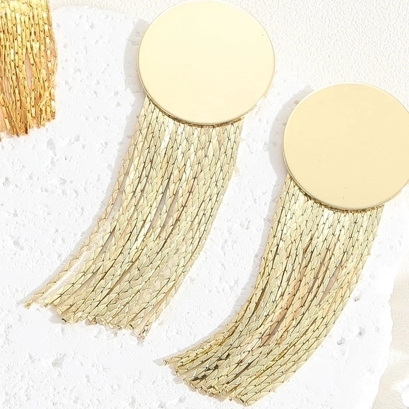 1 Pair Elegant Tassel Sequins Plating Inlay Brass Zircon 14k Gold Plated White Gold Plated Drop Earrings