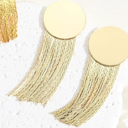 1 Pair Elegant Tassel Sequins Plating Inlay Brass Zircon 14k Gold Plated White Gold Plated Drop Earrings