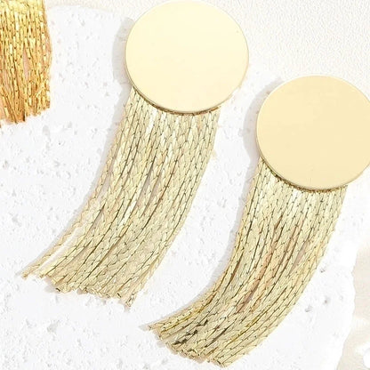1 Pair Elegant Tassel Sequins Plating Inlay Brass Zircon 14k Gold Plated White Gold Plated Drop Earrings