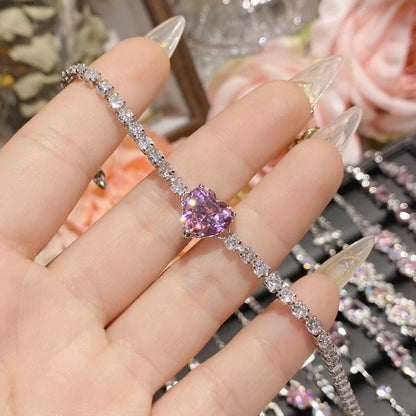 Copper Inlay Heart Shape Flower Bow Knot Zircon Bracelets