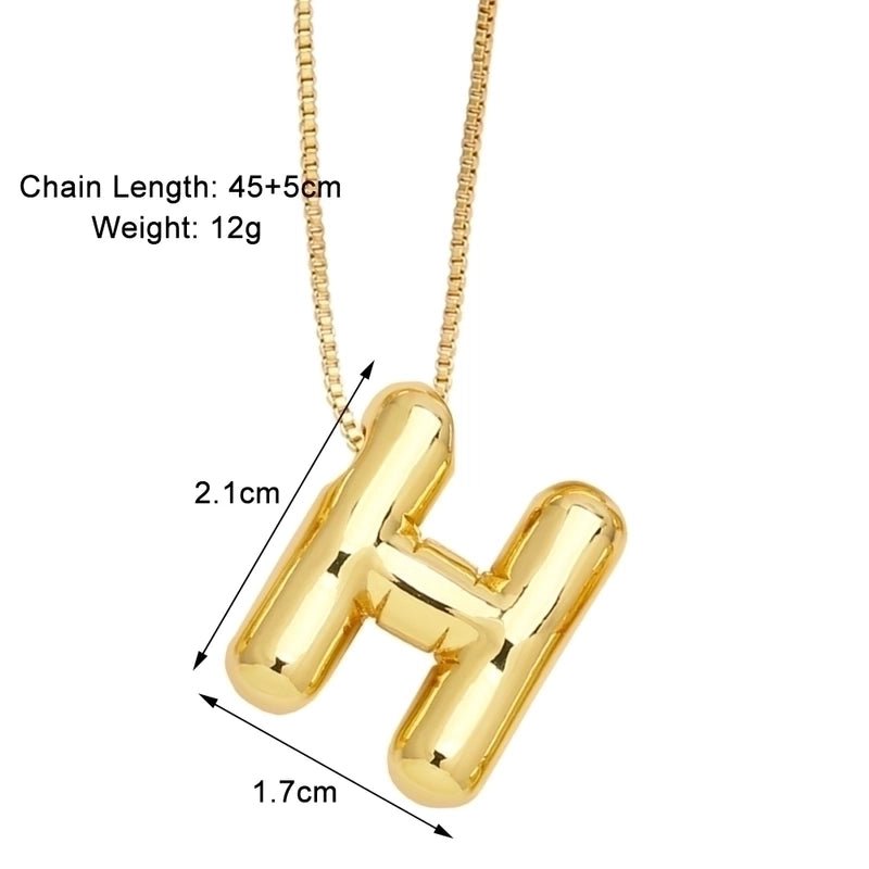 Minimalist Letter Copper Plating 18k Gold Plated Necklace Pendant