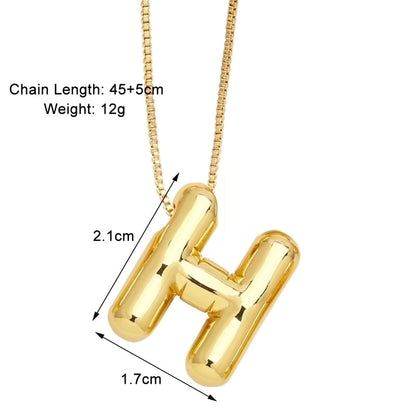 Minimalist Letter Copper Plating 18k Gold Plated Necklace Pendant