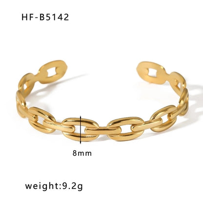 Basic Retro Leaf Solid Color Knot Stainless Steel 18K Gold Plated Bangle In Bulk