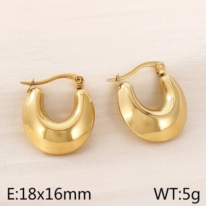 1 Pair Minimalist Geometric Titanium Steel 18K Gold Plated Hoop Earrings