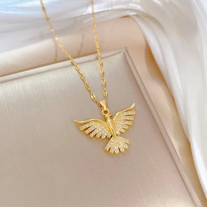 Basic Modern Style Classic Style Eagle 304 Stainless Steel Copper 18K Gold Plated Zircon Pendant Necklace