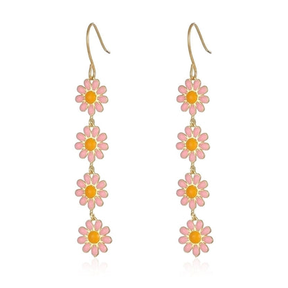1 Pair Pastoral Daisy Copper Gold Plated Dangling Earrings