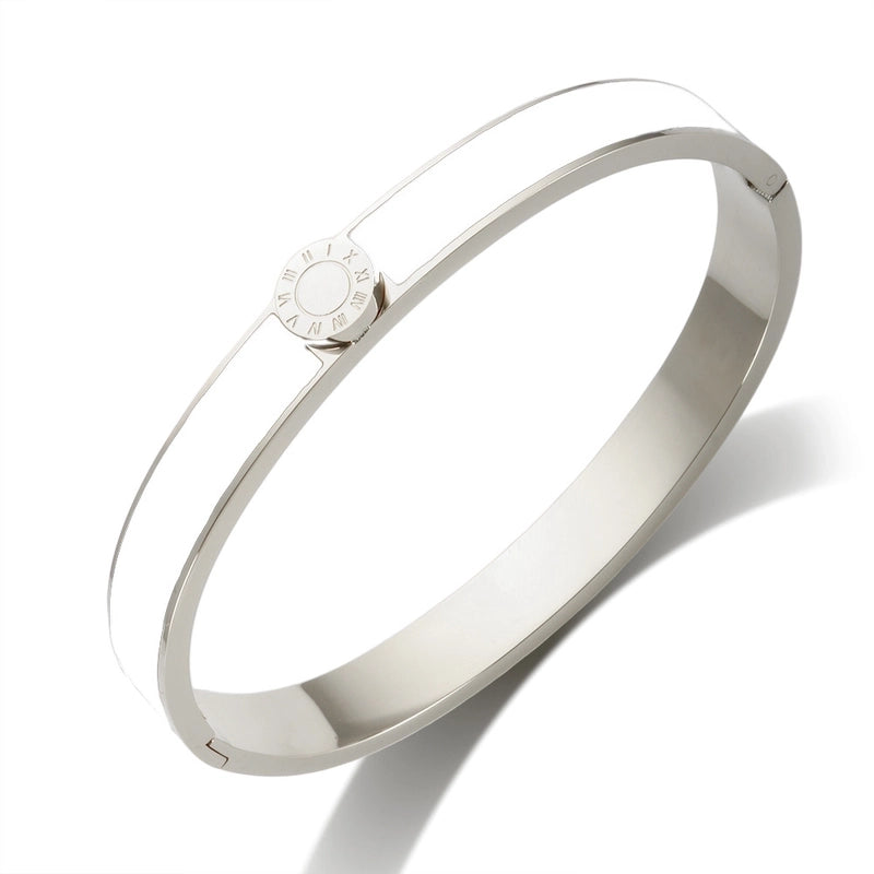 Retro Roman Style Roman Numeral Titanium Steel Bangle In Bulk