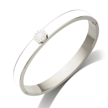 Retro Roman Style Roman Numeral Titanium Steel Bangle In Bulk