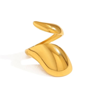 IG Style Vacation French Style Geometric Water Droplets 304 Stainless Steel 18K Gold Plated Open Rings