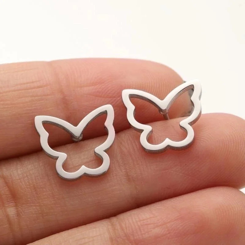 1 Pair Minimalist Butterfly Plating Hollow Out 304 Stainless Steel 18K Gold Plated Ear Studs