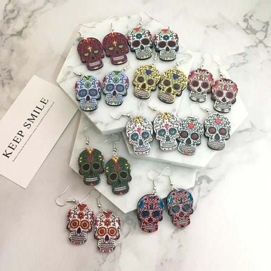 20 Pieces Retro Skull Arylic Skull Earrings 1 Pair