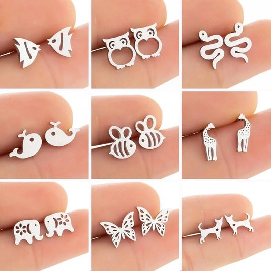 1 Pair Minimalist Animal Plating 304 Stainless Steel 18K Gold Plated Ear Studs