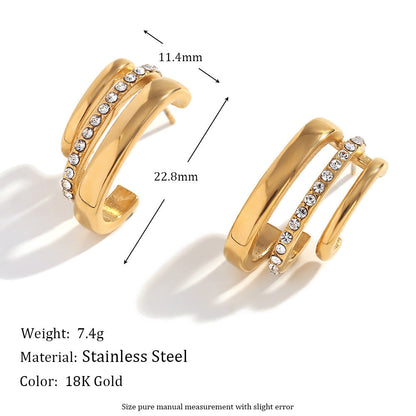 Fashion Circle Geometric Stainless Steel 18K Gold Plated Stud Earrings