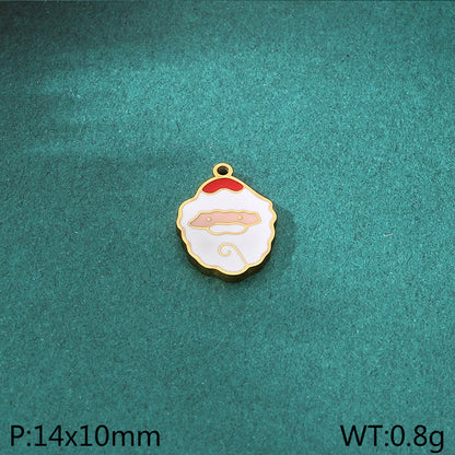 Diy Christmas Elements Oil Drop Stainless Steel Accessories Pendant Christmas Tree Santa Claus Snowman Reindeer