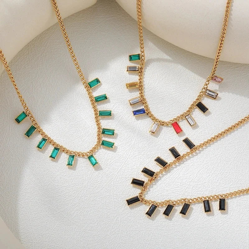 Retro Vacation Classic Style Geometric 304 Stainless Steel 18K Gold Plated Pendant Necklace Multi Charms Necklace