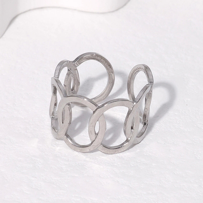 Fashion Geometric Stainless Steel Plating Open Ring