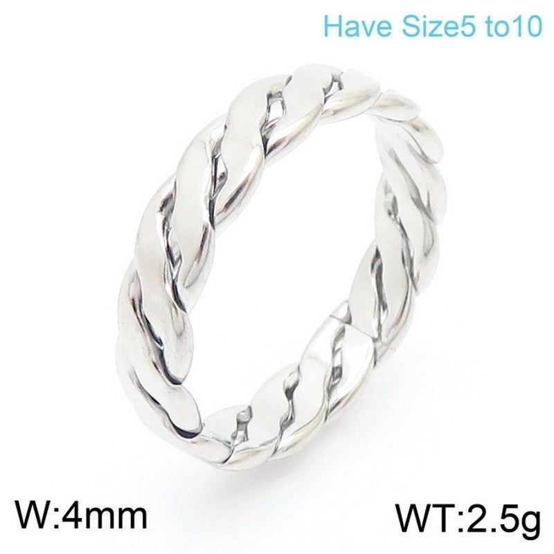 Fashion Twist Titanium Steel 18K Gold Plated Polishing Stainless Steel Rings