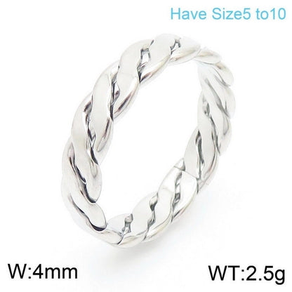 Fashion Twist Titanium Steel 18K Gold Plated Polishing Stainless Steel Rings