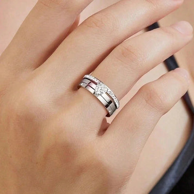 Elegant Minimalist Solid Color 304 Stainless Steel Zircon Gold Plated Plating Inlay Rings