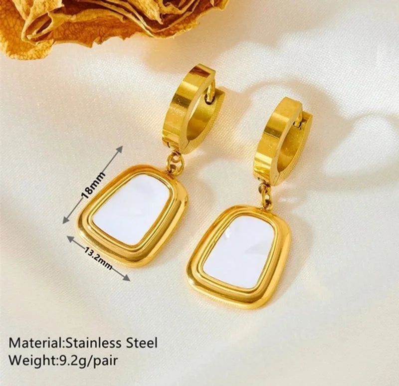 Elegant Lady Sweet Heart Shape Rose Titanium Steel Shell Plating Earrings Necklace