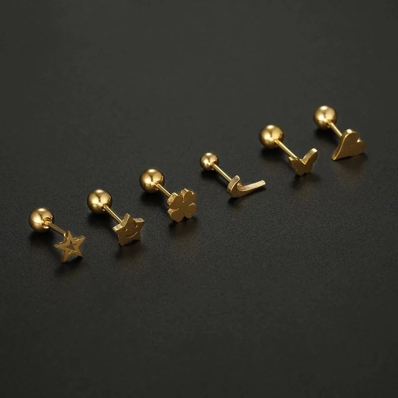 1 Piece Fashion Heart Shape Plating Stainless Steel 14K Gold Plated Earrings