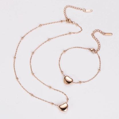 Retro Punk Commute Heart Shape 304 Stainless Steel 18K Gold Plated Rose Gold Plated Jewelry Set