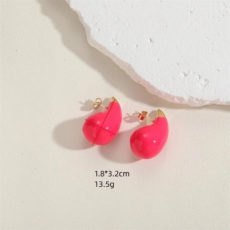 1 Pair Minimalist Water Droplets Epoxy Plating Brass 14k Gold Plated Ear Studs