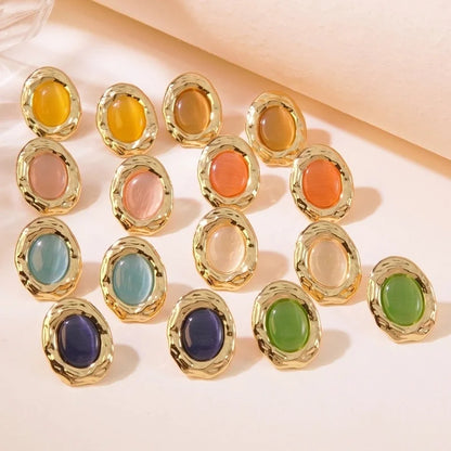 1 Pair Fairy Style Vintage Style Tropical Geometric 304 Stainless Steel Imitation Gold Ear Studs