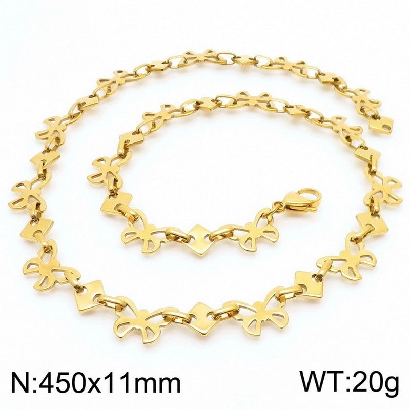Minimalist Butterfly 304 Stainless Steel 18K Gold Plated Bracelets Necklace