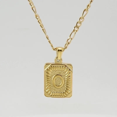 Fashion Letter Rectangle 304 Stainless Steel Titanium Steel 18K Gold Plated Gold Plated Pendant Necklace
