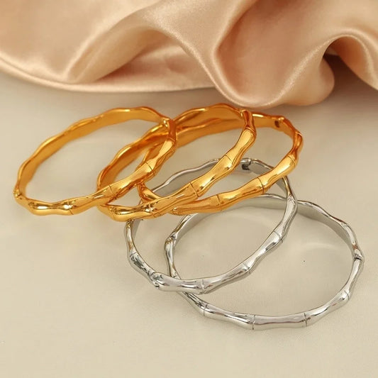 Casual French Style IG Style Solid Color 304 Stainless Steel 18K Gold Plated Bangle In Bulk